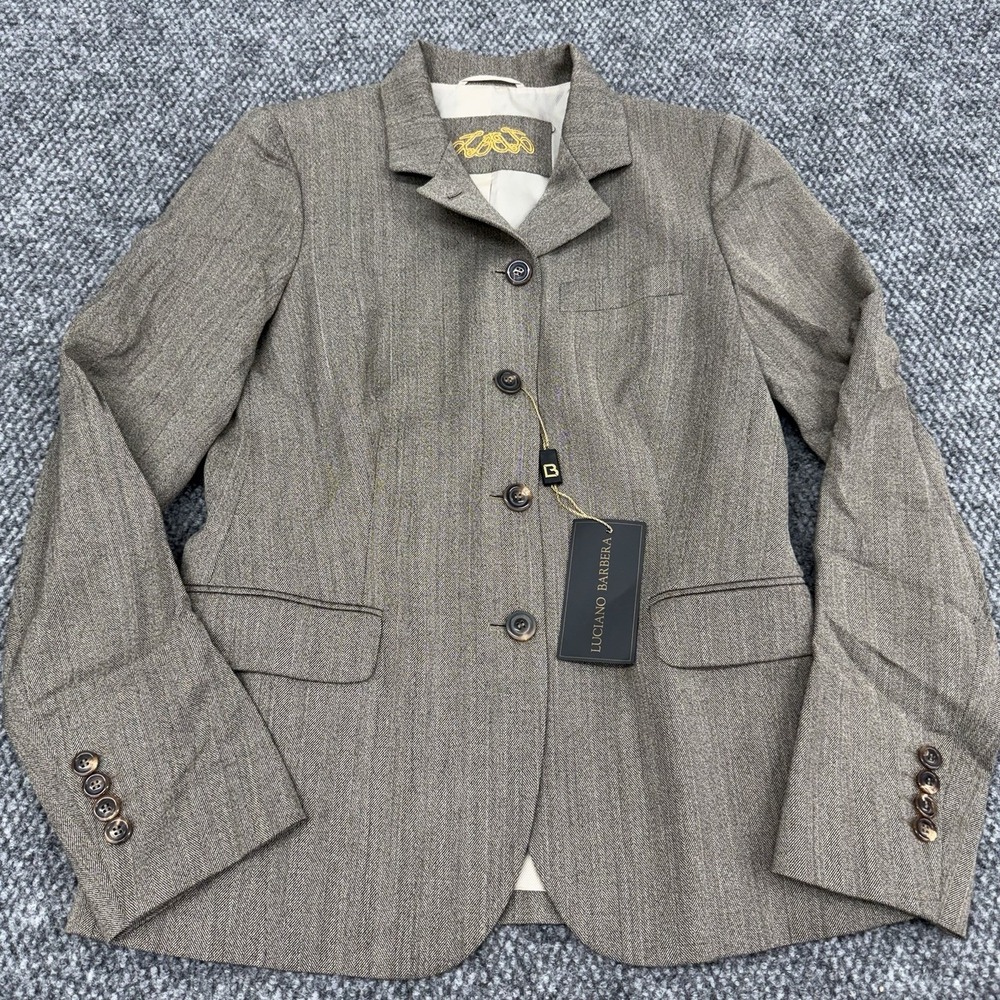 Luciano Barbera Wool Herringbone Blazer Jacket Women's 42 / US 6 - Made in Italy